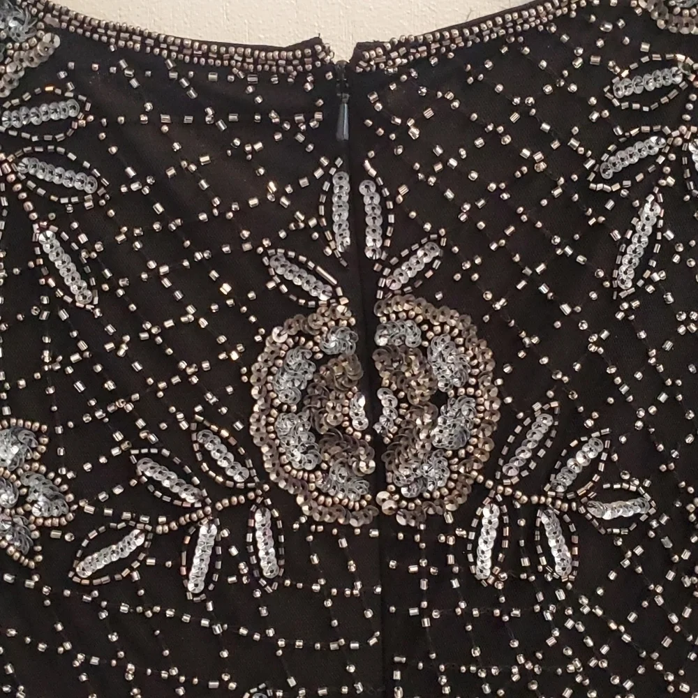 Pisarro Nights Black Vintage Maxi Beaded Sequin Gown 8 - Picture 7 of 8